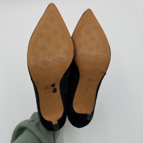 Isola Palazzo Heels Womens‎ 8.5 Black Suede Leather Lace up - Picture 10 of 11